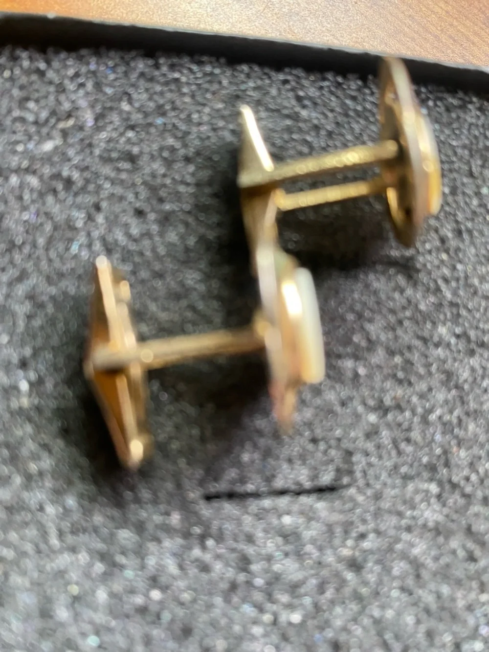 Vintage Gold and White Mother-of-Pearl Love Knot Cuff Links